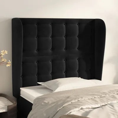 Produktbild von The Living Store Kopfteil mit Ohren Schwarz 83x23x118/128 cm Samt