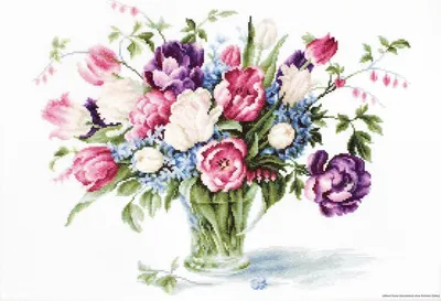 Image de Luca-S set point de croix "Tulipes", motif à compter, 33,5x26cm