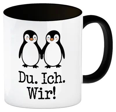 Produktbild von Pinguin Liebe Du. Ich. Wir! Kaffeebecher in schwarz