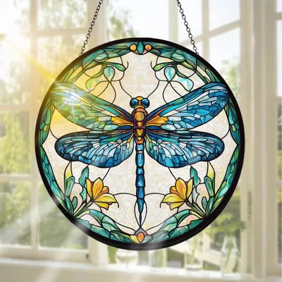 Glas-in-lood Fensterbild 20x20 cm mit Kette