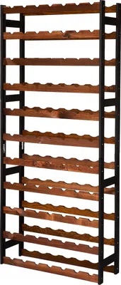 Produktbild von STOLMAK Weinregal aus Holz für 77 Flaschen Schwarz/Braun Kiefernholz 72,5x166x25 cm Flaschenregal Weinschrank Weinständer Flaschenhalter Kellerregal