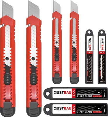 Obrázek produktu pro Mustbau 4 kusy kapesních nožů Zavírací nože s 40 dalšími čepelemi SK4