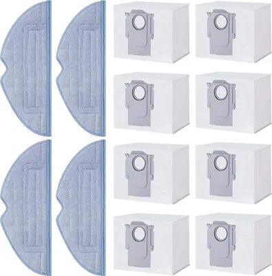 Produktbild von Staubbeutel Mopp Wischtücher für Roborock S7 MaxV Ultra/ S7 Pro Ultra, 8 Staubbeutel 4 Mopp Wischtücher Lappen, Zubehörset Ersatzteile Saugroboter Ersatzteile Saugroboter