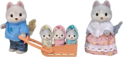 Zdjęcie produktu dla Sylvanian Families Rodzina Husky, 5 Figurek, Figurki Artykulowane, Od 3 Lat