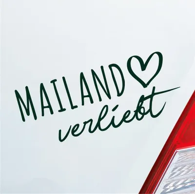 Produktbild von Auto Aufkleber Mailand verliebt Herz Stadt Heimat Liebe Car 19x8 cm Dunkelgrün Sticker Heckscheibenaufkleber