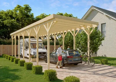 Produktbild von Wohnmobil-Carport Columbus V 4,57x13,50 m + Dachsystem Stahltrapez