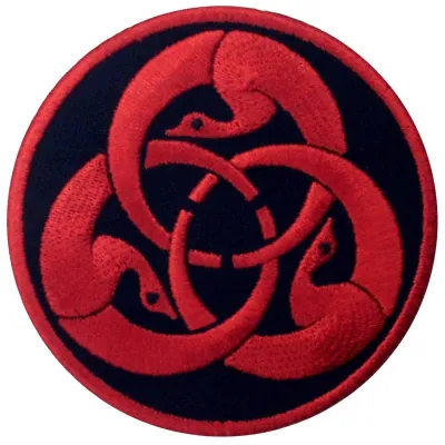 Aufnäher-Emblem Hagakure Biker gestickt, rot-schwarz, 7,5 cm