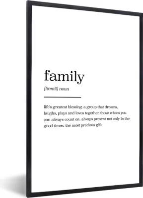 Produktbild von MuchoWow® Gerahmtes Poster Familie - Zitate - Wörterbuch - Sprichwörter 60x90 cm - Poster mit Schwarzem Bilderrahmen Wandposter Rahmen Foto Bilder - Kunst
