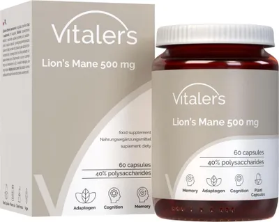 Immagine prodotto di Vitaler's Lwenmhne 500 mg - 60 capsule, vegano, integratore alimentare per 2 mesi, senza conservanti, composizione pura