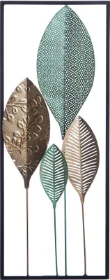 Produktbild von BELIANI Wanddekoration grün/gold/schwarz 29 x 75 cm Blätter Kombination Rechteckig Modern