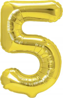 Image de Ballon en plastique nombre 5 FIVE or 100 cm, 1 pc.