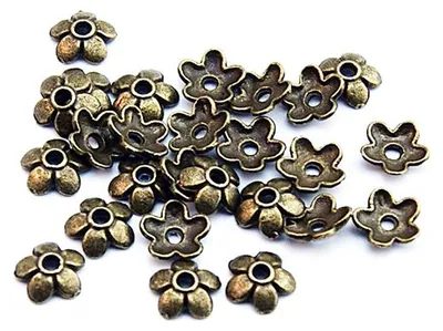 Produktbild von Vintageparts Perlenkappen antik Bronze Blüte 6 mm, 40 Stück