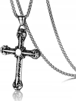 Produktbild von HALSKETTE Silber Anhänger Stahlkette KREUZ 358