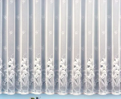 Immagine prodotto di Tenda Jacquard con balze e volant - Bianca con motivo floreale, 100 x 600 cm
