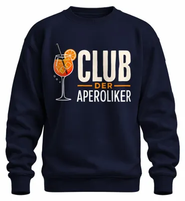 Immagine prodotto di Club der Aperoliker. Felpa con cappuccio, motivo Aperol Spritz, ideale per l'estate, perfetta per una serata tra amiche. Colore: blu navy. Taglia: S
