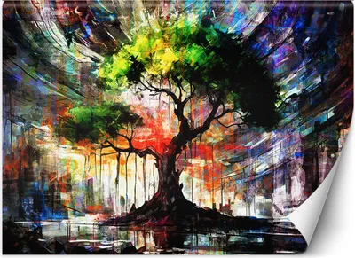 Produktbild von Vlies fototapete Abstrakter Naturbaum 150x105 cm Feeby Lila inkl. Kleber einfache Montage