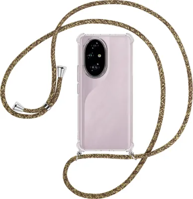 Produktbild von Handykette Backcover-Schutzhülle mit Band (Metall silberfarben) für Honor 200 Pro - braun+beige