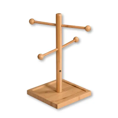 Produktbild von KESPER Brezelständer 4-armig – Buffetständer aus  Bambus – 37 cm hoch – ideal für Brezeln, Gebäck & Buffets – rustikal & dekorativ – 58614