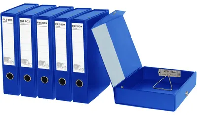 Zdjęcie produktu dla Pudełka archiwalne A4, 6 szt., niebieskie, tektura, do biura
