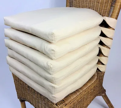 Produktbild von Set 6 x Stuhlkissen / Sitzkissen Marina halbrund mit Schleife 42 x 45 cm Dicke 5 cm , Fb. beige , Polyester