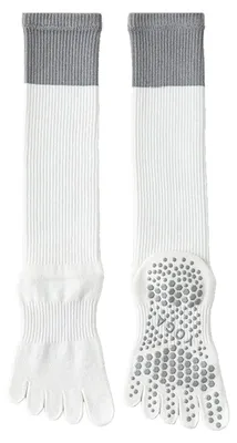 Produktbild von Fünf-Zehen-Yogasocken für Damen, atmungsaktive Baumwoll-Kniestrümpfe, rutschfeste Sportsocken mit Noppen für Fitness, Tanz und Pilates