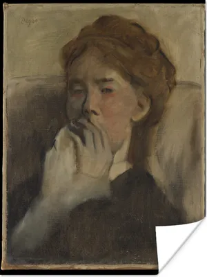 Produktbild von MuchoWow® Poster Junge Frau mit der Hand vor dem Mund - Gemälde von Edgar Degas 30x40 cm - Wandplakat - Poster Kinderzimmer