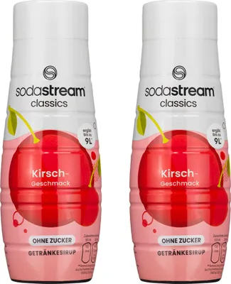 Image de Sodastream sirop cerise sans sucre 2x440ml concentré donne 18l de boisson