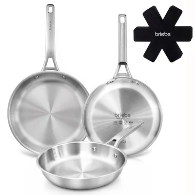 Produktbild von Pfannenset 3-tlg Edelstahl Induktion Tri-Ply ohne Beschichtung 20-24-28cm