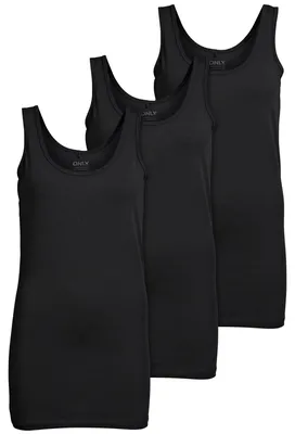 Produktbild von ONLY 3er Pack Damen Basic Tops Tank Top schwarz lang 15201465 (XS, Schwarz (Blac