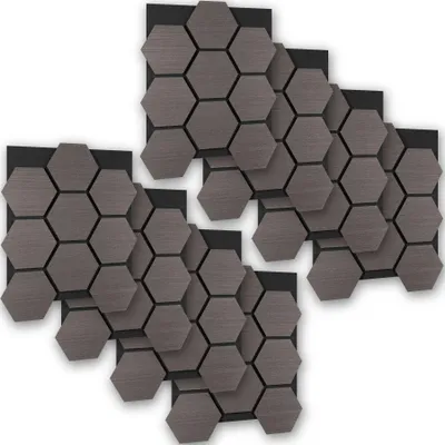 Produktbild von tectake® Akustikpaneele Sonic Shield Holzoptik in Eiche grau je 76 x 62 x 1,8 cm, Größe flexibel anpassbar