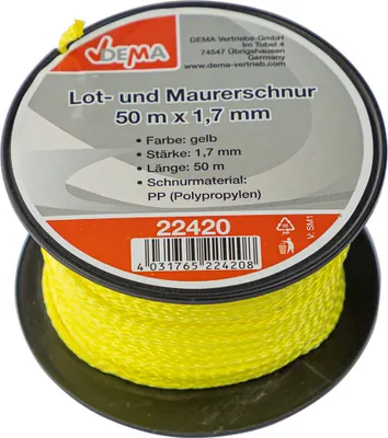 Produktbild von Lot- und Maurerschnur 50m x 1,7mm PP gelb