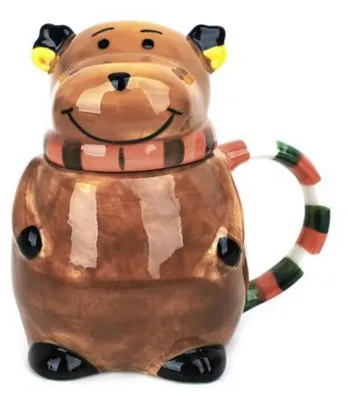 Produktbild von 3D Weihnachtstasse Keramik Elch mit Decke Kaffee Tee Becher mit Deckel und Löffel