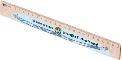 Produktbild von Metrie, Didakt-M07 Holzlineal, bedrucktes Grooooßen Fisch, 25 cm