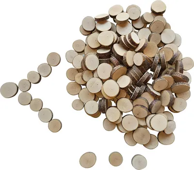 Produktbild von Holzscheiben Rund Naturholzscheiben zum Basteln, 100 Stück Holzscheiben Klein, Hohle Dekoration aus Holz, DIY Bastel-Holzscheibe, für DIY Projekte, Basteln, Weihnachten, Hochzeit, Tischdeko.
