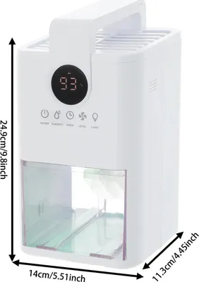 Immagine prodotto di Deumidificatore - Mini deumidificatore - Serbatoio dell'acqua da 1 l - 200 ml/giorno - Timer 6/12/24 ore - Display a LED - Spegnimento automatico - Luce notturna colorata - Bianco