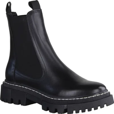 Produktbild von Tamaris 25491-001 Schlupfstiefelette, Damen Leder, Black, Boots - Damenschuhe Modische Stiefelette / Boots, Schwarz, leder, absatzhöhe: 20 mm