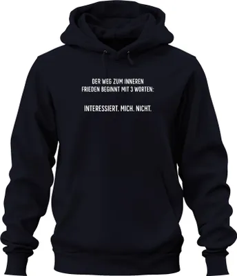 Obrázek produktu pro Nezajímá mě Inner Peace Sarcastic Ironic Uni mikina s kapucí, Navy, L