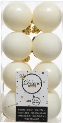 Produktbild von Weihnachtskugeln Kunststoff 4cm wollweiß, 16 Stück