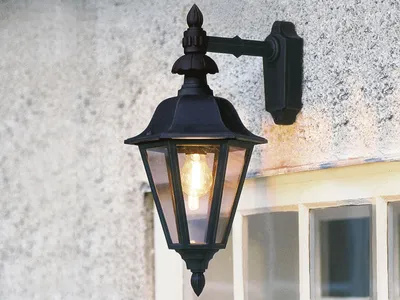 Produktbild von Große LED Außenwandleuchte Landhausstil, Außenlaterne, Terrassenleuchte Schwarz