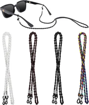 Produktbild von Geflochtene Lesebrillekordel, Mehrfarbig, Leder, 4er Set