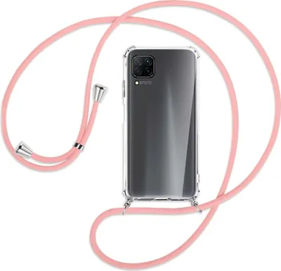 Produktbild von Handykette Backcover-Schutzhülle mit Band (Metall silberfarben) für Huawei P40 lite - rosa