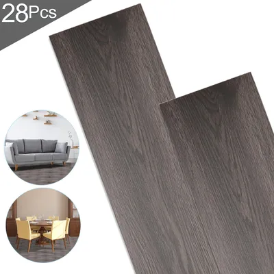 Produktbild von ISOISL 4 m² PVC Vinylboden Bodenbelag Vinyl Laminat Selbstklebend Dielen Planke Rutschfest Wasserfest 28 Stück Vinyl-Dielen Holzmaserung Dielen (Dunkelgrau)