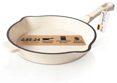 Zdjęcie produktu dla Patelnia żeliwna Römertopf, 24 cm, emaliowana, do użytku z płytami indukcyjnymi, kolor kremowy