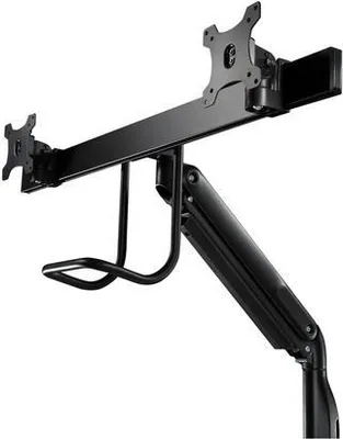 Produktbild von V7 DM1HDD Montagearm für Monitor, Display - Mattschwarz - V7 Hochbelastbare Gasfederhalterung für zwei Monitore - mattschwarz - höhenverstellbar - für 2 Bildschirme bis zu 27 Zoll geeignet - bis zu 10 kg Traglast - abnehmbare VESA-Platte 75x75, 100x100 - ­ Neigungswinkel -45° bis -22°, Schwenkbereich +32° bis -32°