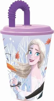 Obrázok produktu pre Pohár So Slamkou Ľadové Kráľovstvo 430 Ml, Plastový