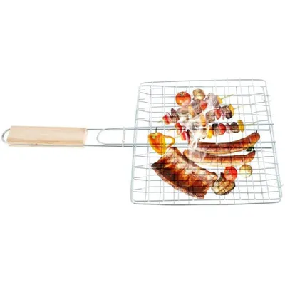 Produktbild von Grillkorb aus Rostfreiem, BBQ Grillkorb Fischbräter/Grillkorb Fischbräter/Grillnetz Camping Griff | für Roast Fisch Gemüse Shrimps Meeresfrüchte
