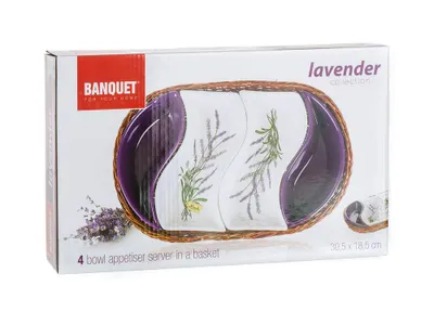 Produktbild von Banquet Lavendel Schale in der EIN Korb, Keramik, lila, 18,5 x 30,5 x 5 cm