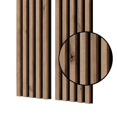 Produktbild von MEBANO. Akustikpaneele Holz 240 x 53 cm, Farbe: Eiche Artisan Wandpaneele, Holzpaneele Wand, Moderne Lamellenwand auf Filz, MDF Wandverkleidung