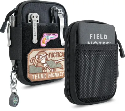 Produktbild von Pocket Organizer - kleine Werkzeugtasche mit Klettverschlussfläche und D-förmigem Schlüsselring - Nylon Multitool Organizer Tasche - schwarz