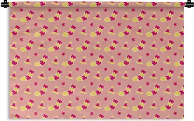Produktbild von MuchoWow® Wandteppich Wandbehang Socken - Schnittmuster - Weihnachten 150x100 cm Tapisserie Dekoration Wandtuch - Waschbar - Tapisserien - Wand-Decke